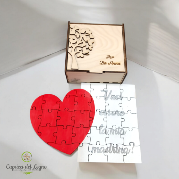 Invito puzzle in legno con cuore - immagine 2